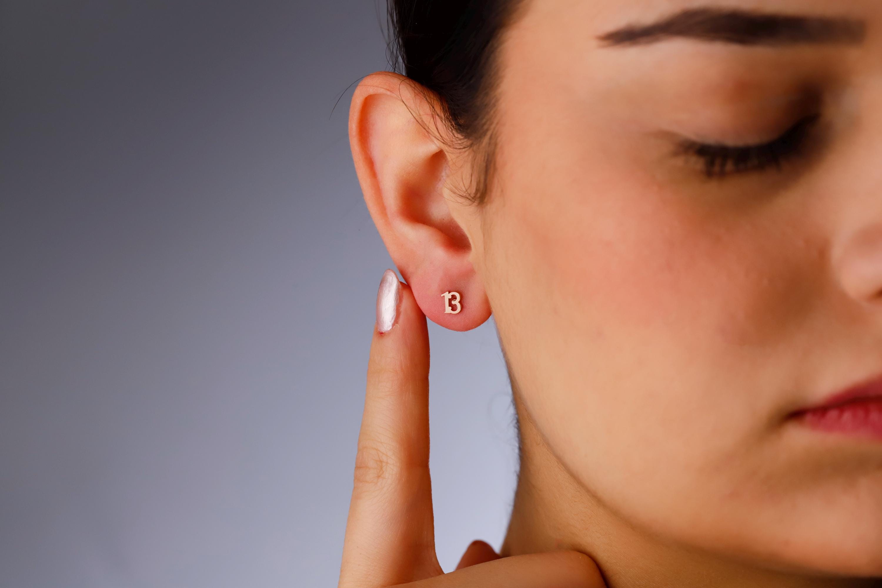 SilverGoldandRose Gold Number Earrings Sterling Silver Personalized Stud Jewelry