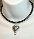MossberryandStone Leather Choker Necklace With Puffed Heart Pendant