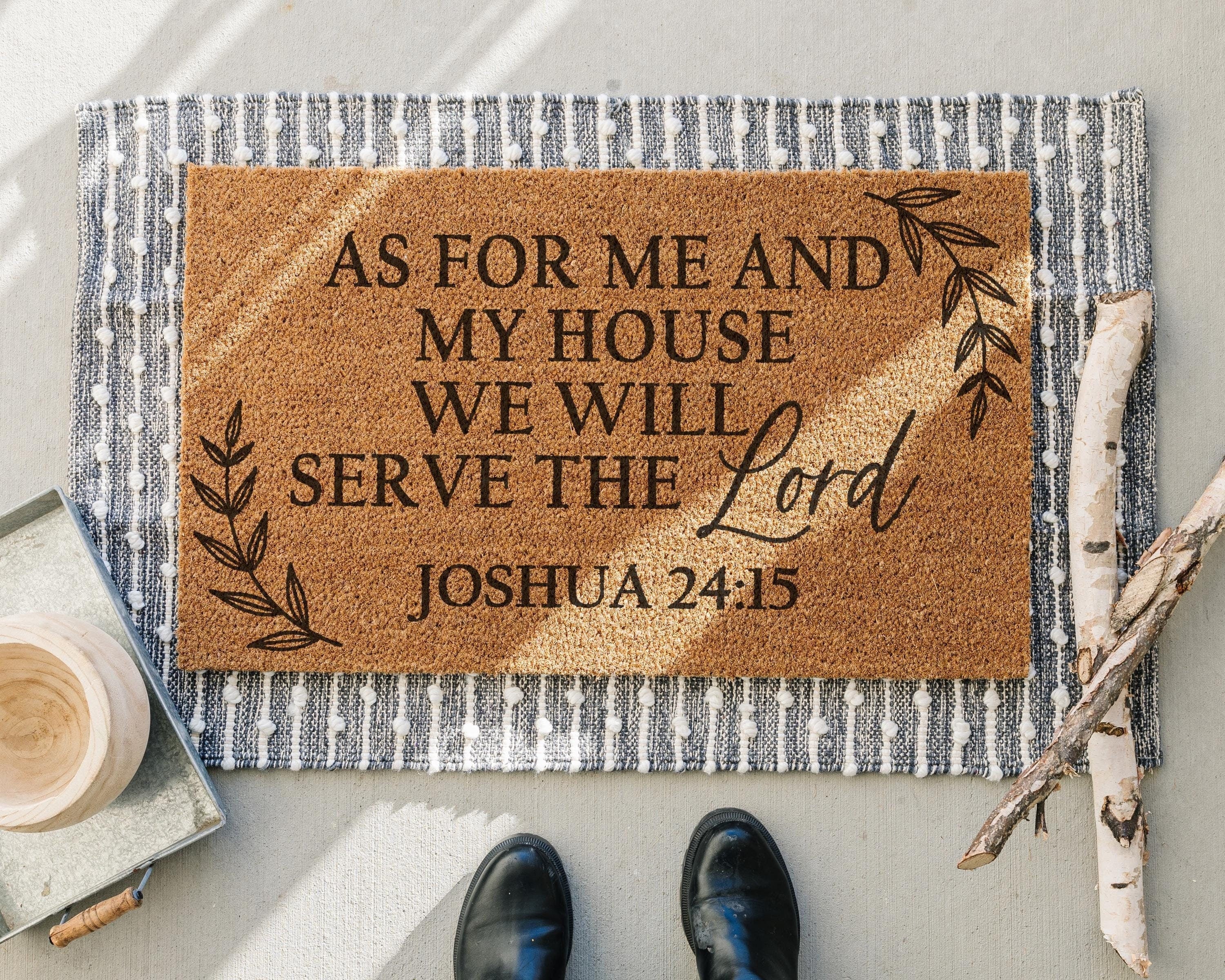 HamlinRowShop Joshua 24:15 Bible Verse Coir Doormat