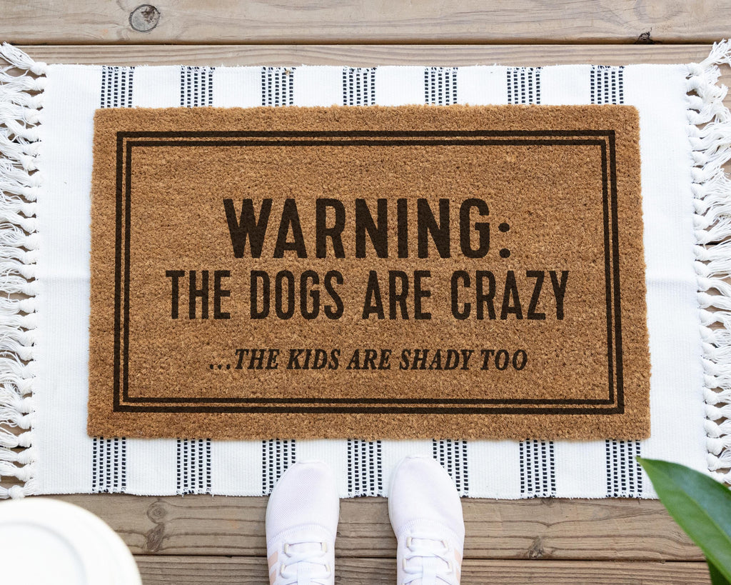 Warning Dog Is An Asshole Customizable Coir Doormat