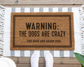 HamlinRowShop Funny Coir Doormat Warning Crazy Dogs Personalized