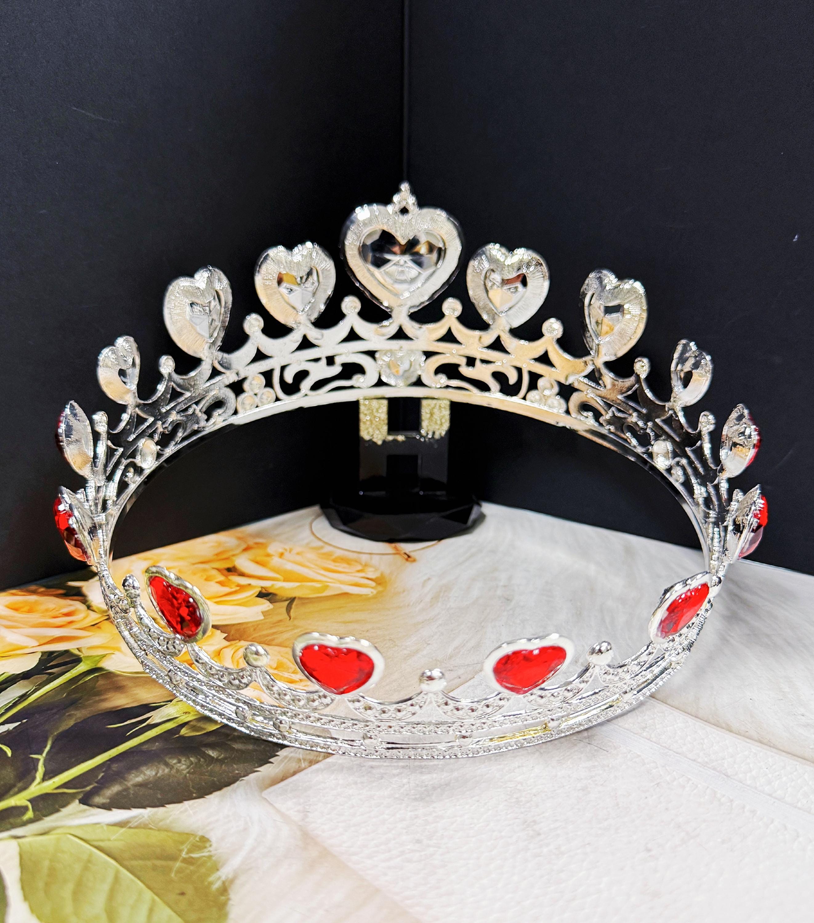 HappyJewelryWorld Red Heart Rhinestone Crown Valentine