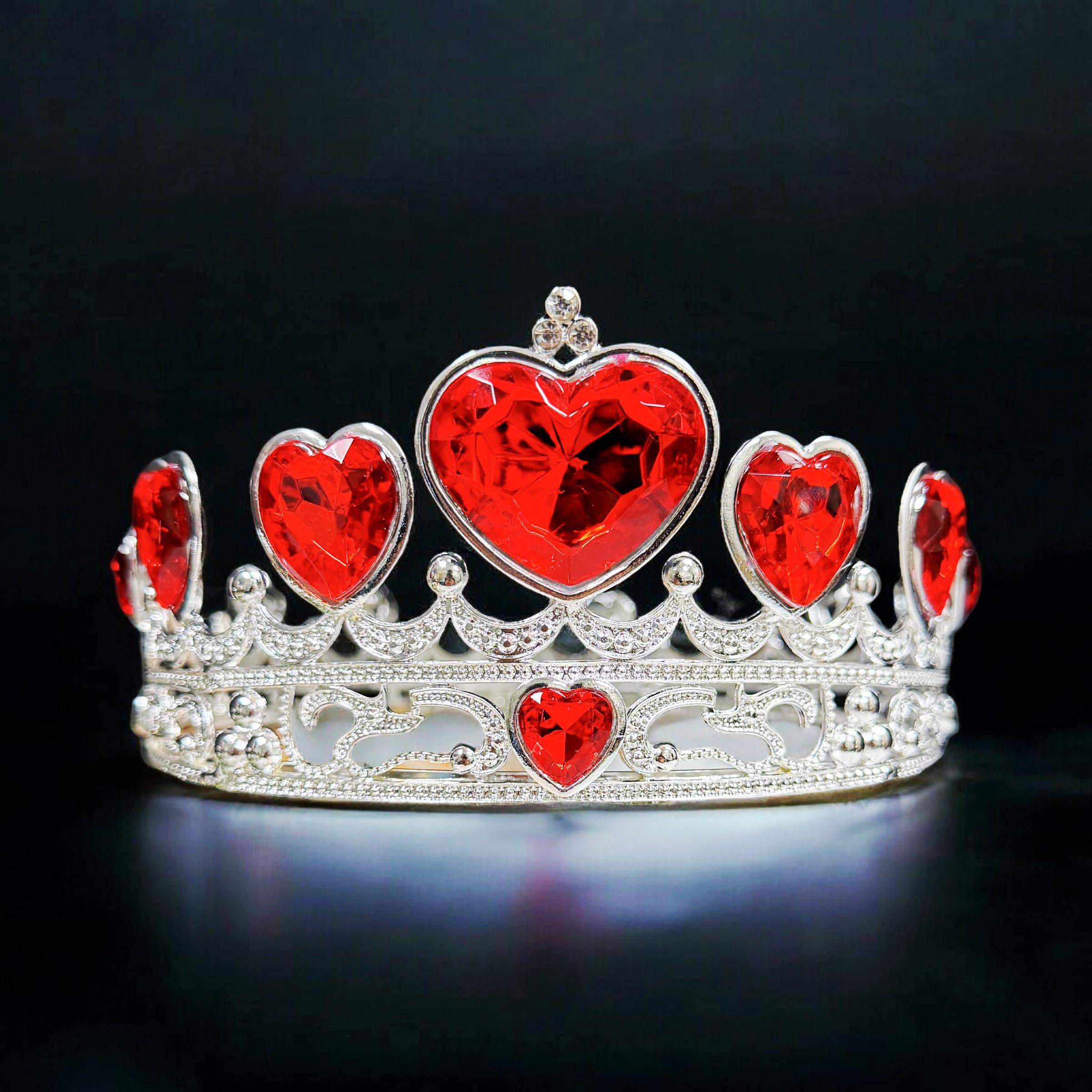 HappyJewelryWorld Red Heart Rhinestone Crown Valentine