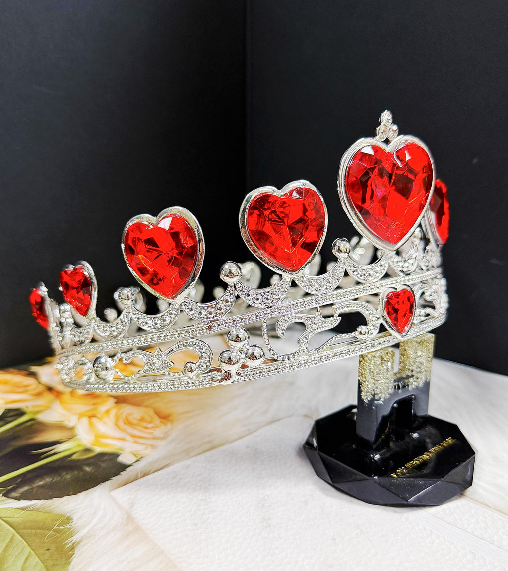 HappyJewelryWorld Red Heart Rhinestone Crown Valentine