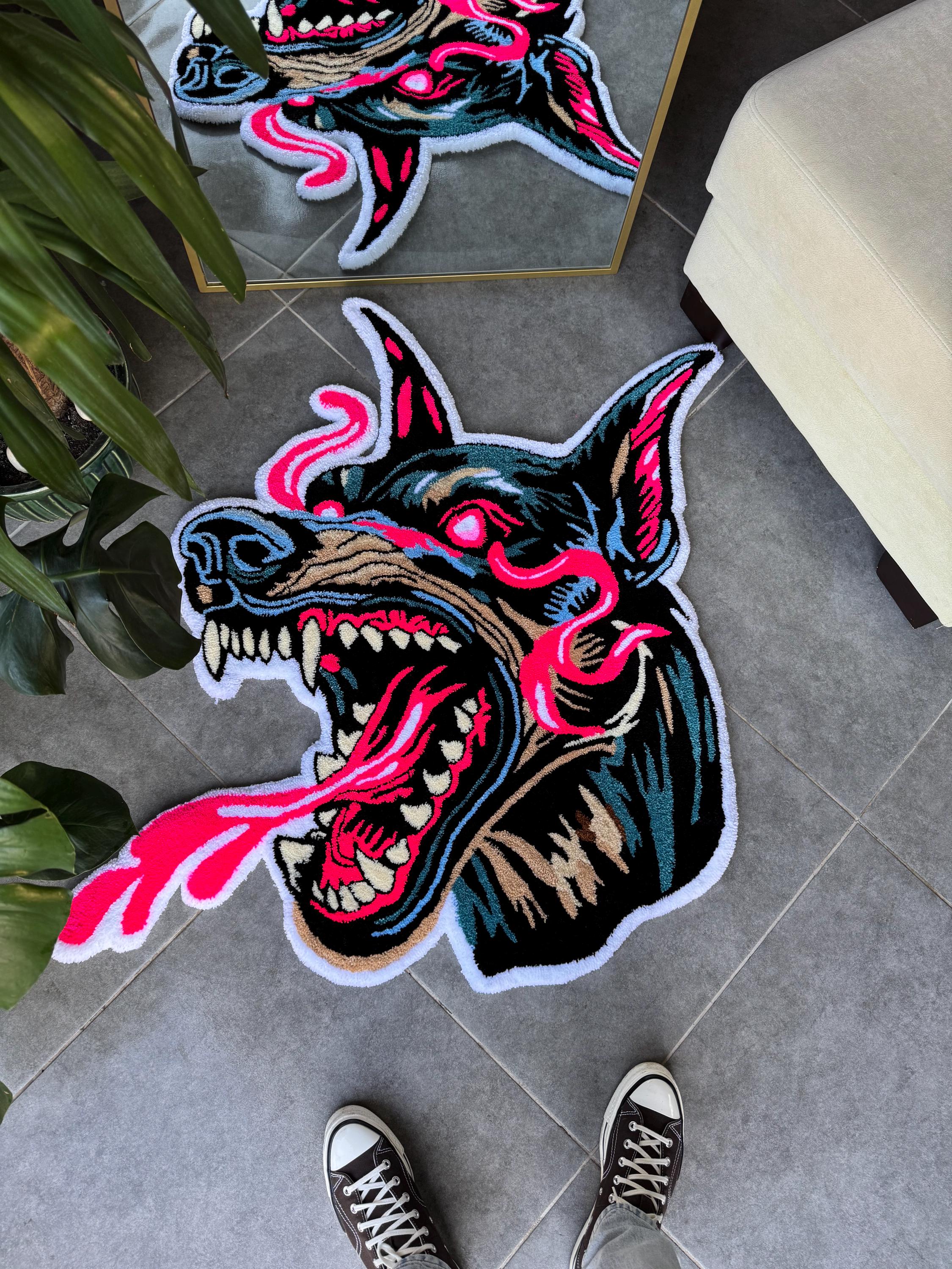 OrnnWorks Wild Doberman Realistic Fluffy Tufted Rug