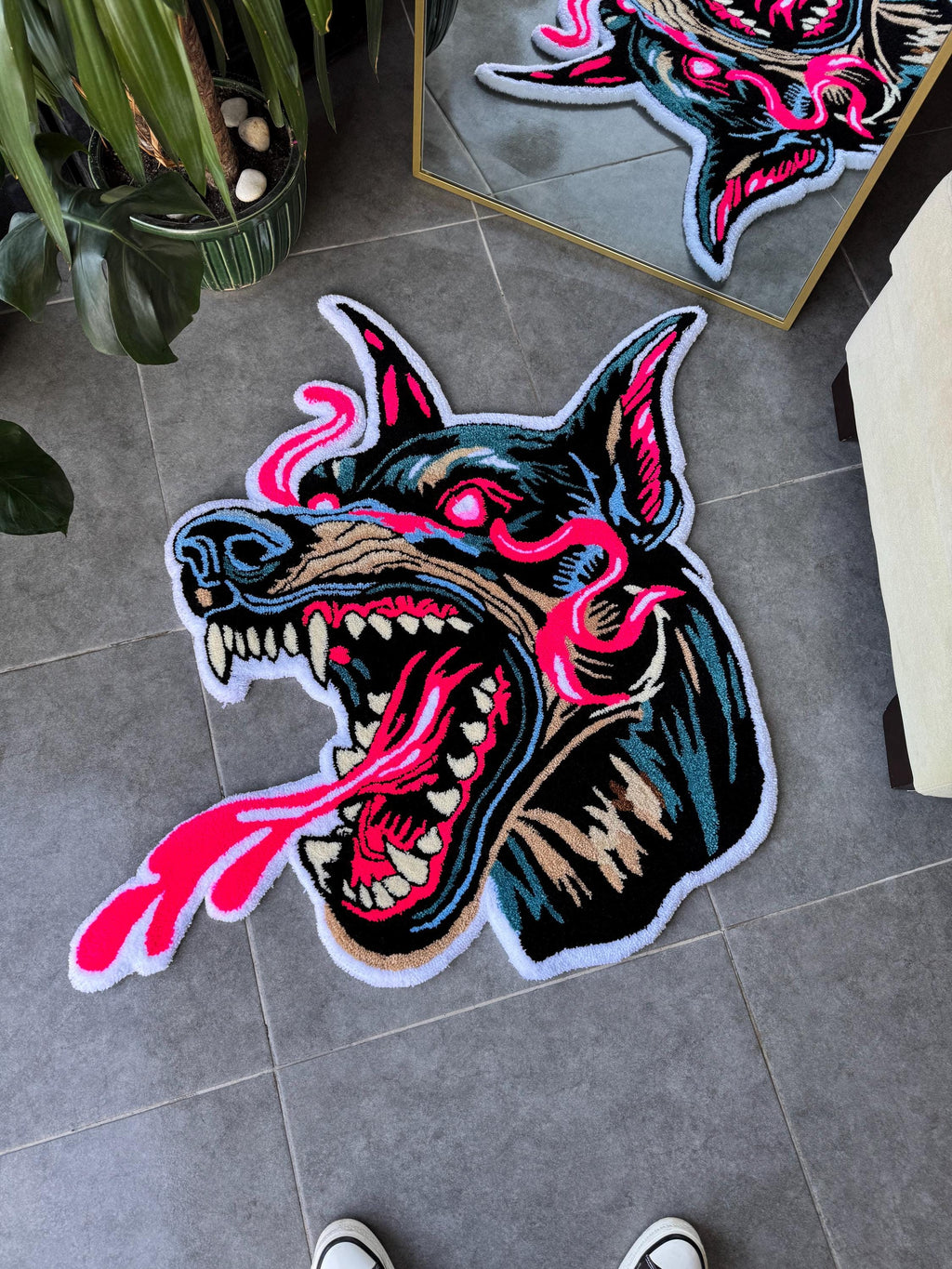 OrnnWorks Wild Doberman Realistic Fluffy Tufted Rug