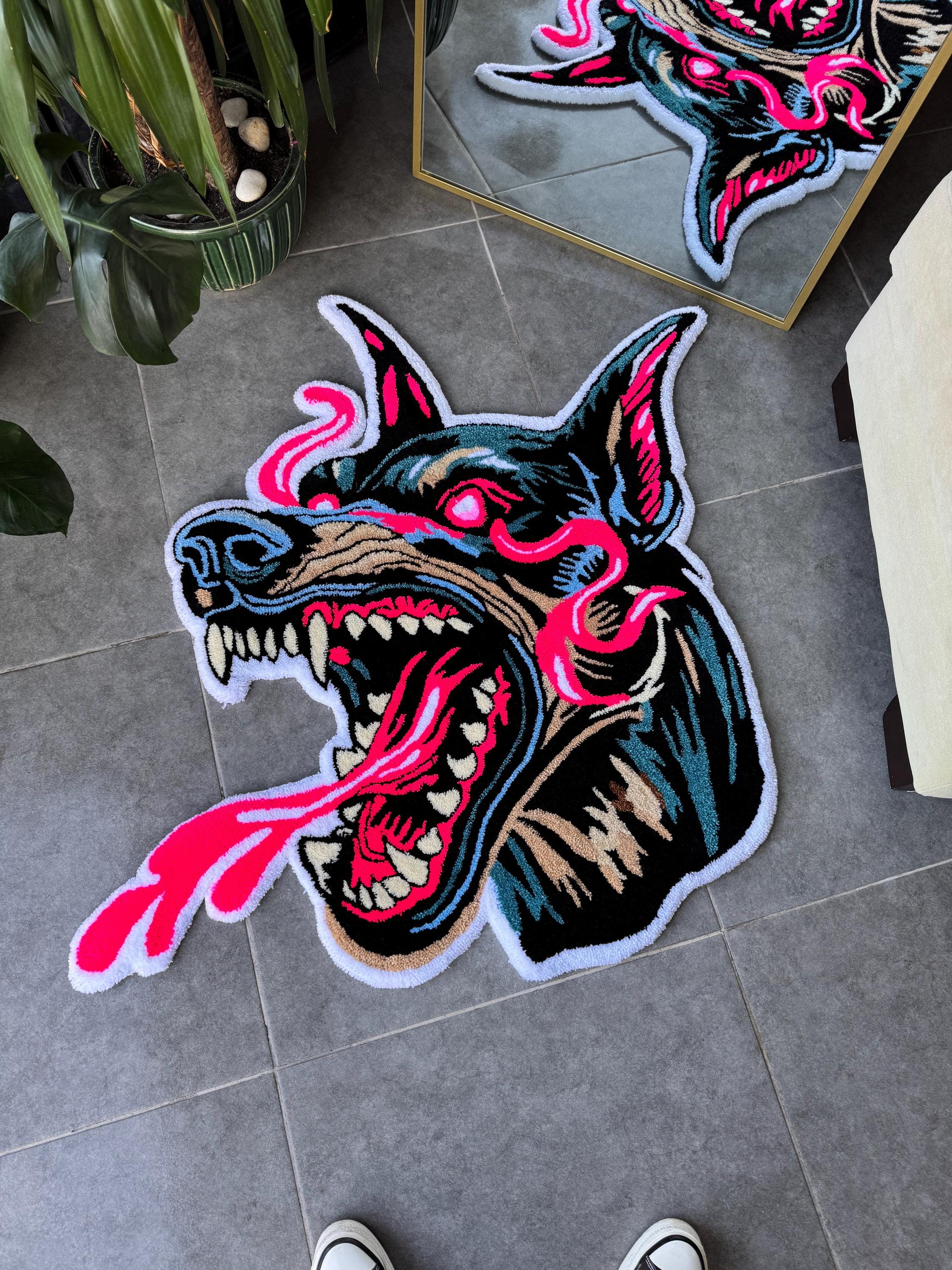 OrnnWorks Wild Doberman Realistic Fluffy Tufted Rug