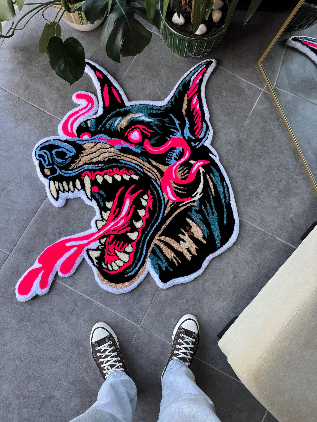 OrnnWorks Wild Doberman Realistic Fluffy Tufted Rug
