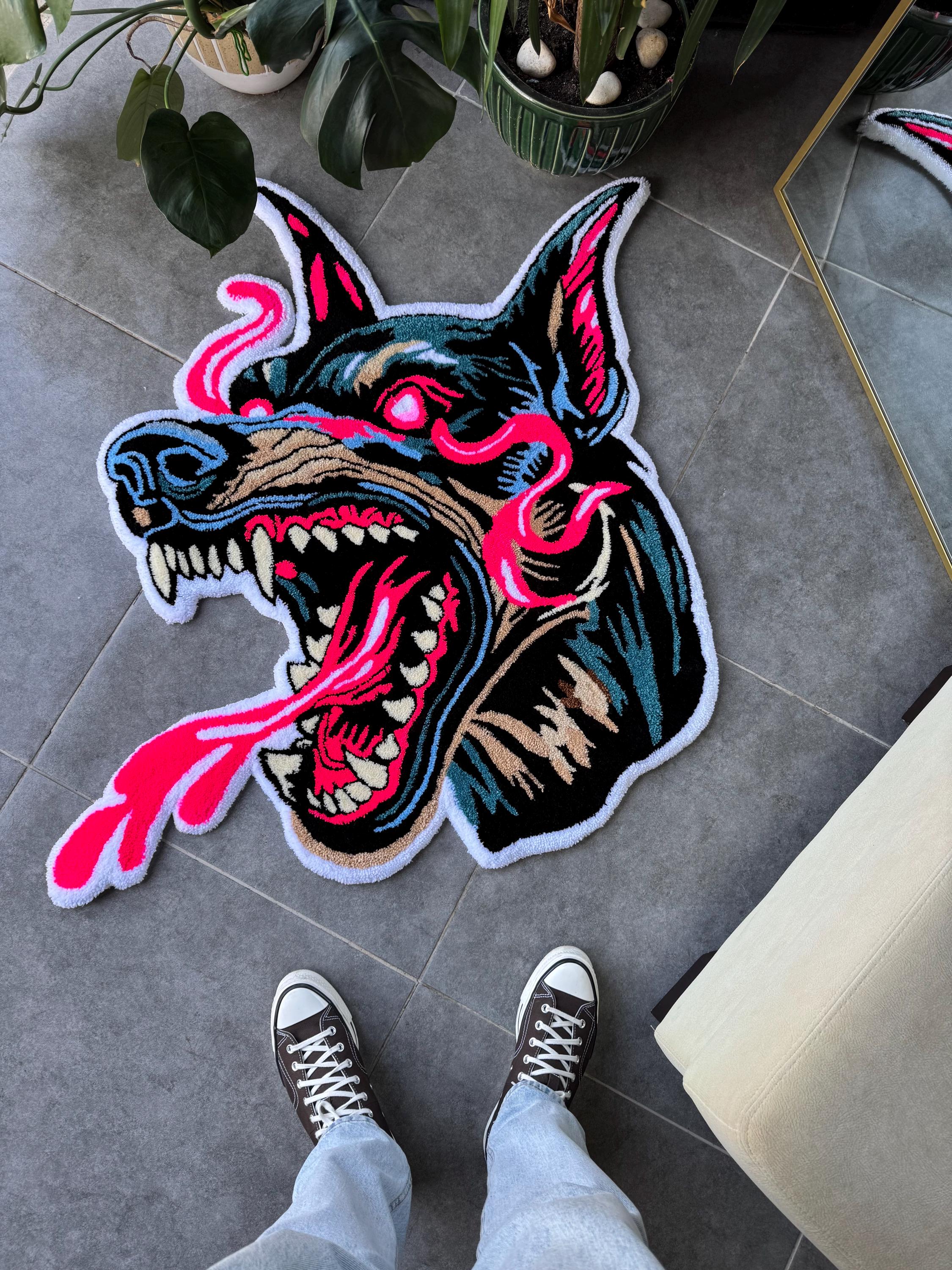 OrnnWorks Wild Doberman Realistic Fluffy Tufted Rug