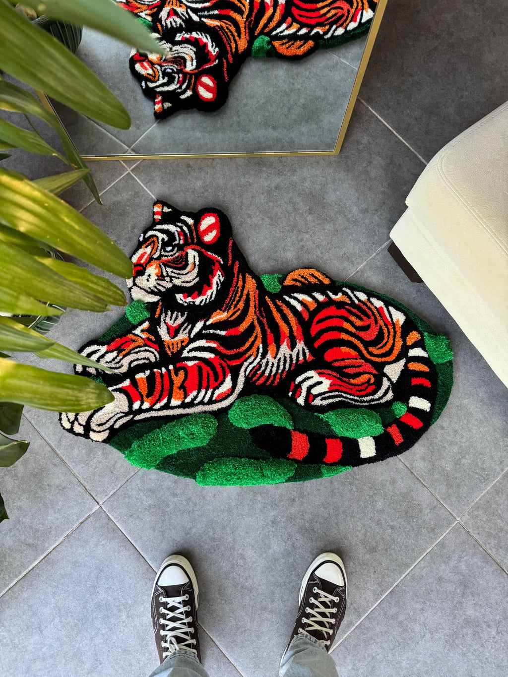 OrnnWorks Tiger In The Jungle 3D Fluffy Handmade Tufted Rug