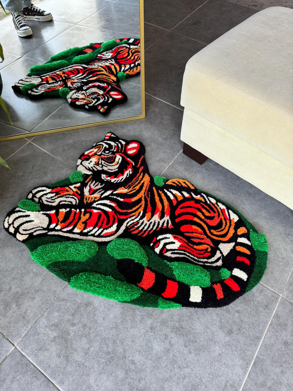 OrnnWorks Tiger In The Jungle 3D Fluffy Handmade Tufted Rug