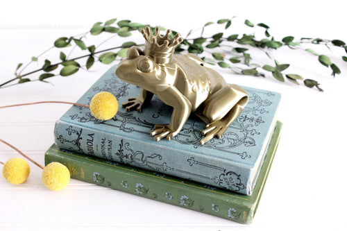 DelightfullyDutch Frog Prince Figurine with Crown Fairytale Decor 2 Sizes