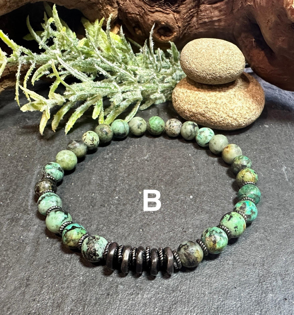Beaded Bracelet Stack Featuring a CZ Peace Sign Charm