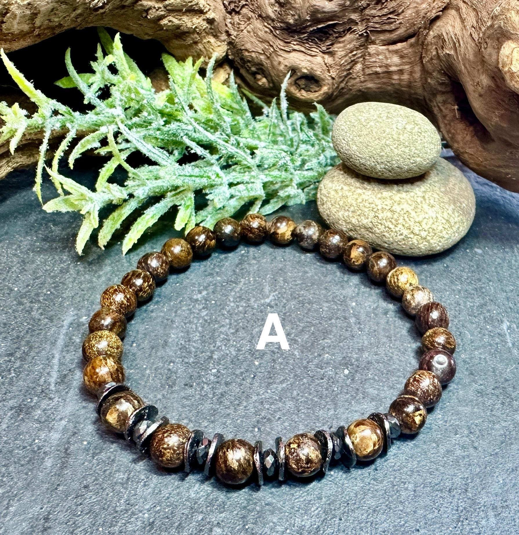 Beaded Bracelet Stack Featuring a CZ Peace Sign Charm