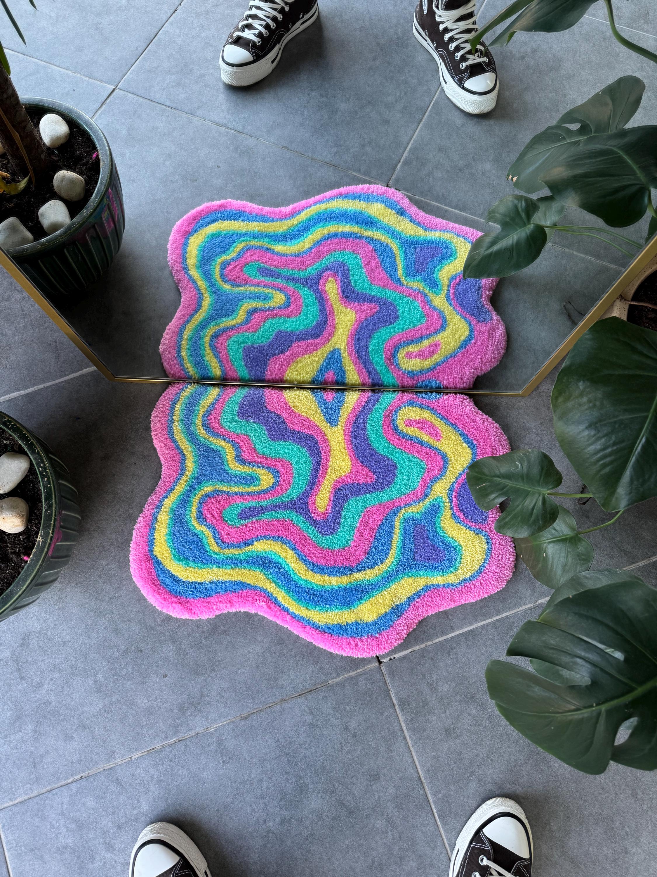 OrnnWorks Fluid Colorful Fluffy Tufted Rug