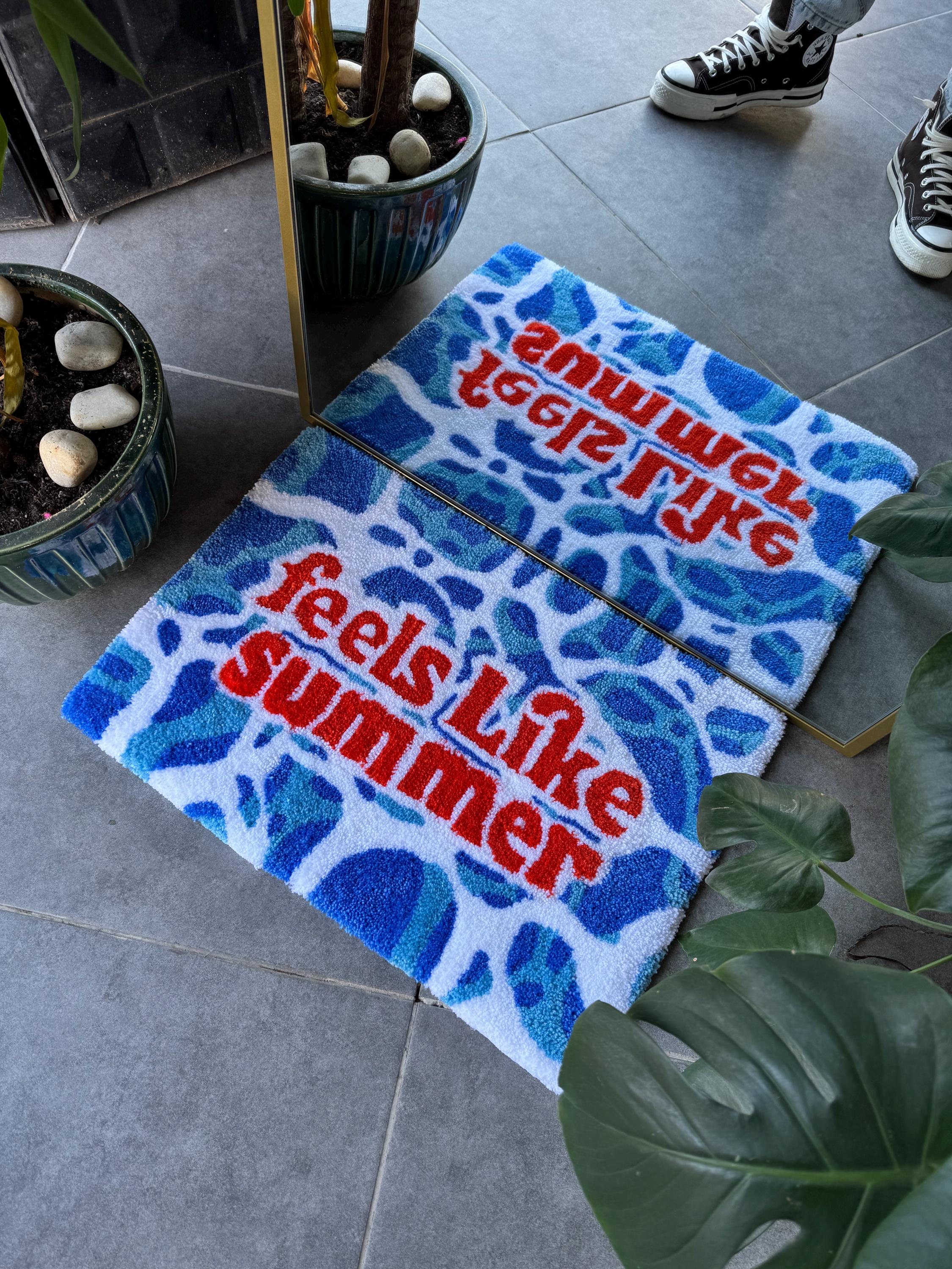 OrnnWorks Feels Like Summer Fluffy Tufted Rug Water Textured 60x40cm