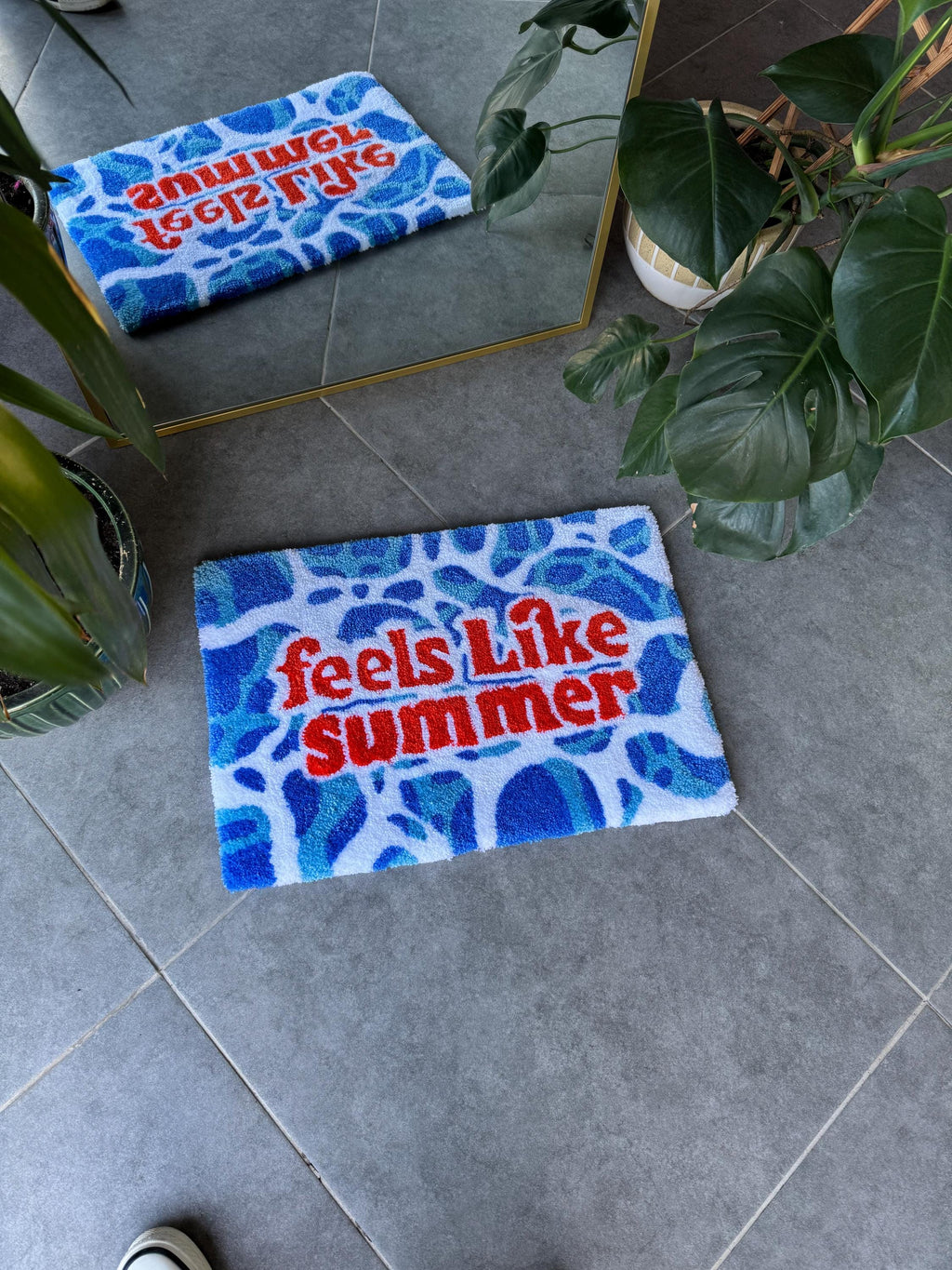 OrnnWorks Feels Like Summer Fluffy Tufted Rug Water Textured 60x40cm