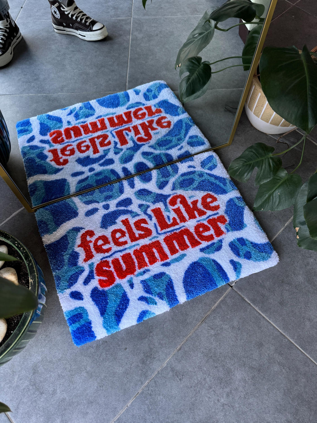 OrnnWorks Feels Like Summer Fluffy Tufted Rug Water Textured 60x40cm