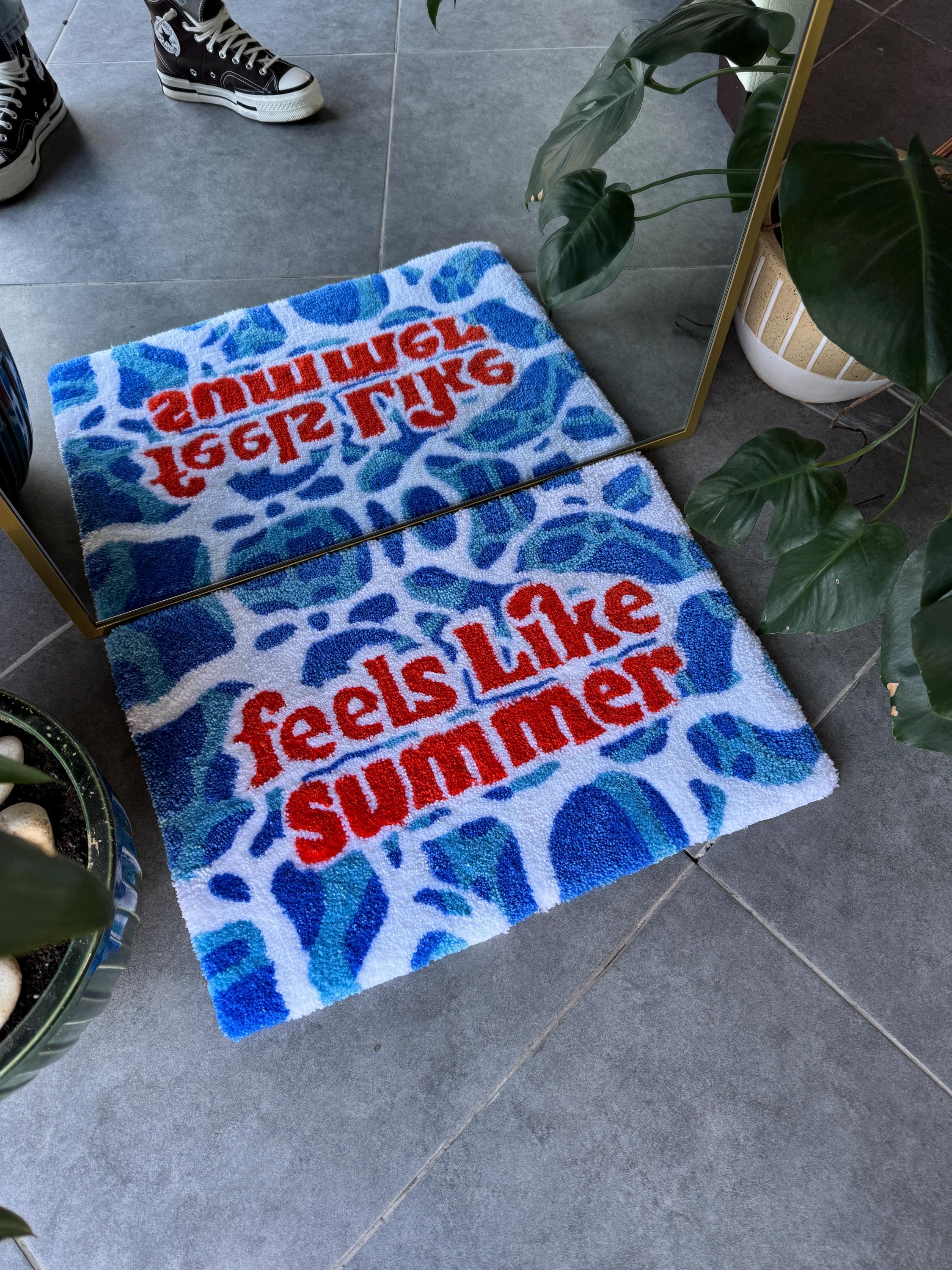 OrnnWorks Feels Like Summer Fluffy Tufted Rug Water Textured 60x40cm