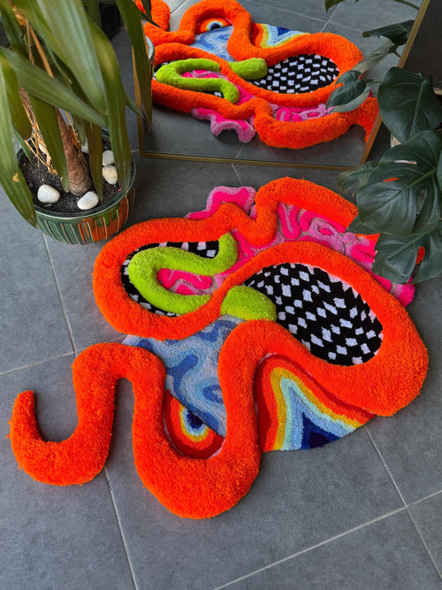 Dopamine 3D Fluffy Psychedelic Abstract Handmade Tufted Rug