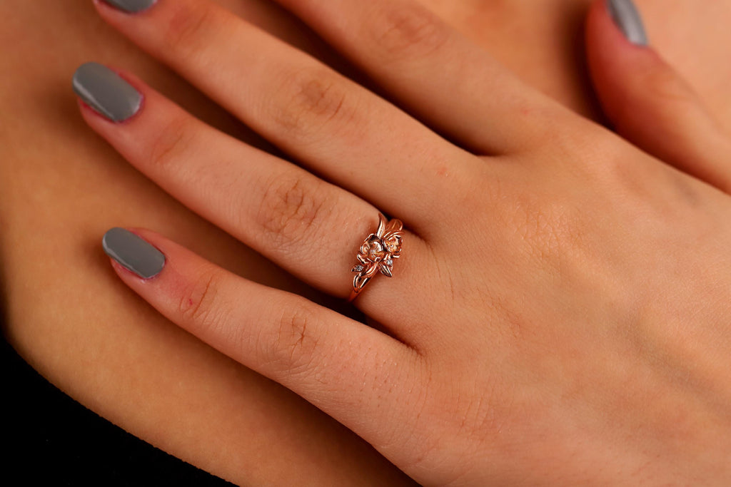 SilverGoldandRose Gold Pinky Ring Sterling Silver Rose Birth Flower Signet