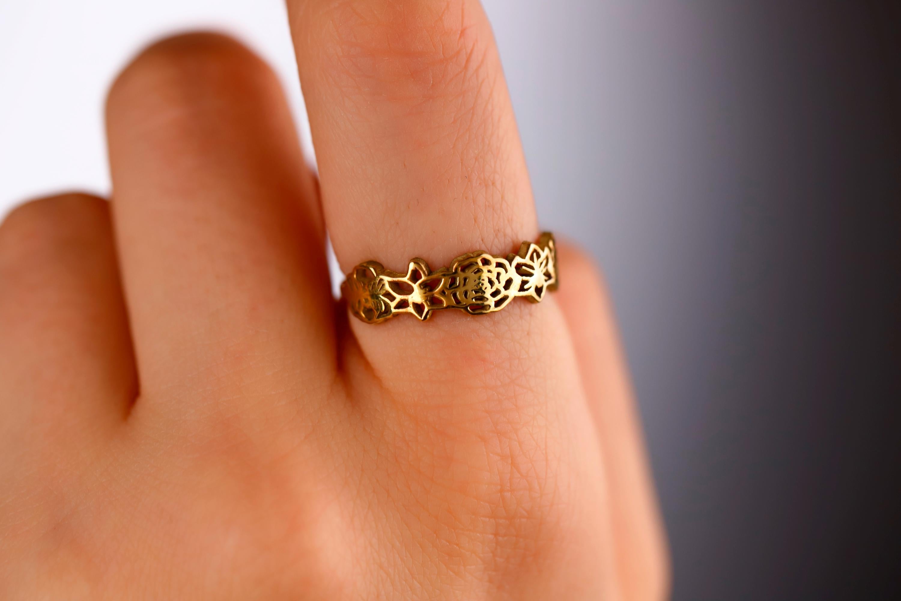 SilverGoldandRose Sterling Silver Birth Flower Ring Personalized Family Jewelry