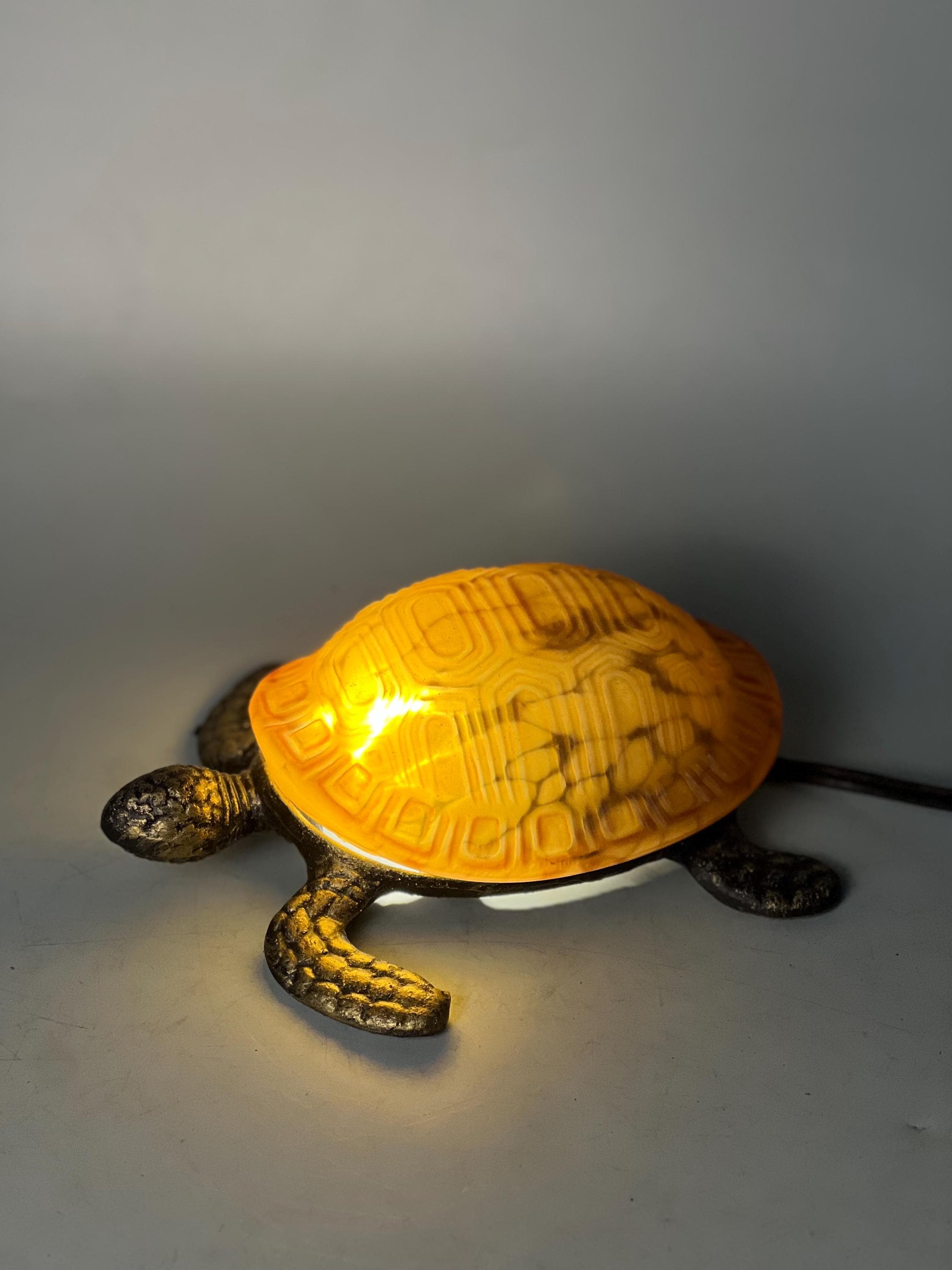 Turtle Tiffany Table Lamp Antique Stained Glass Decorative Night Light