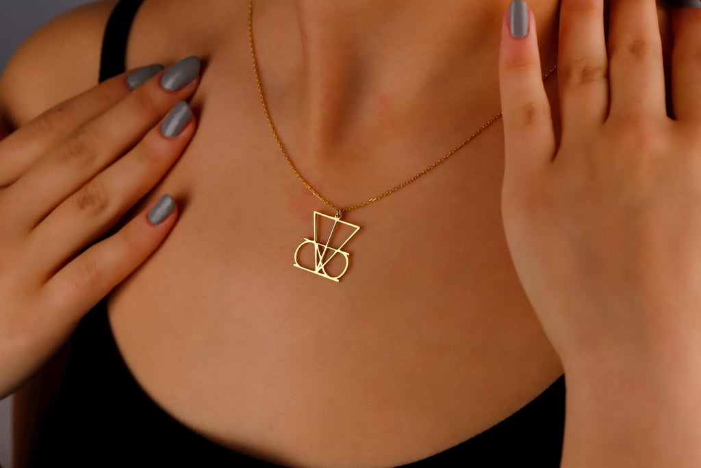 SilverGoldandRose Personalized Logo Necklace Hand-Drawn Sterling Silver Pendant