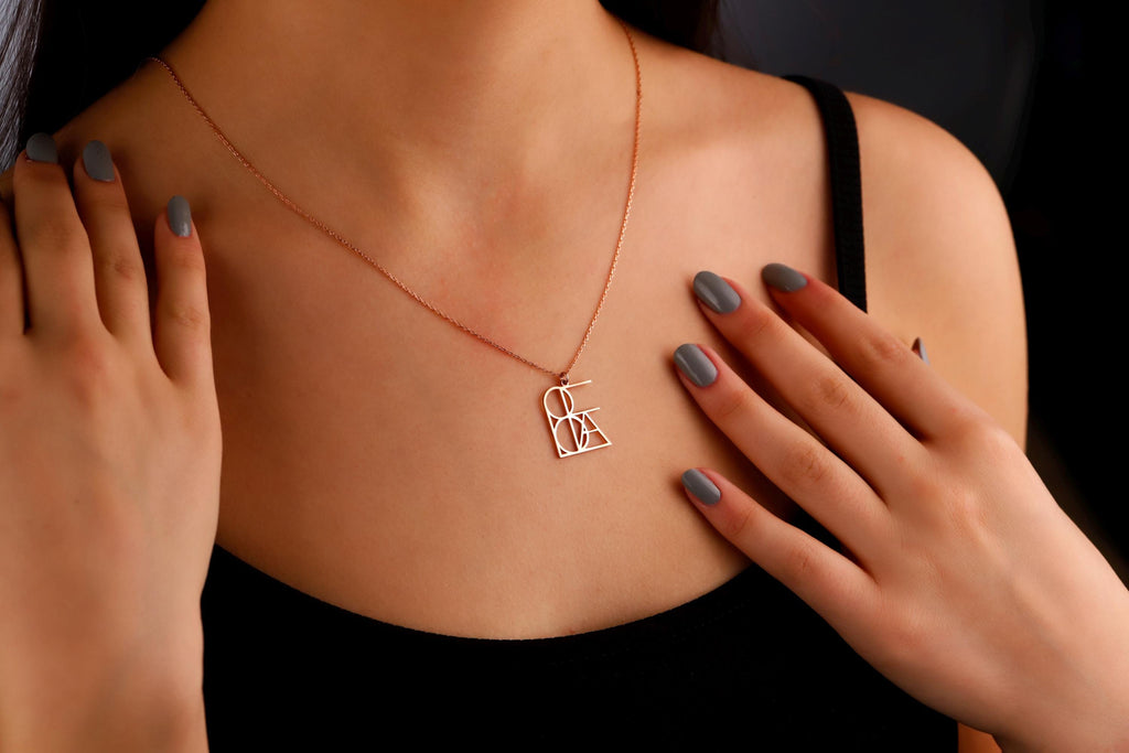 SilverGoldandRose Personalized Logo Necklace Hand-Drawn Sterling Silver Pendant