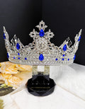 HappyJewelryWorld Vintage Lion King Crown Blue Crystal XL 23.5