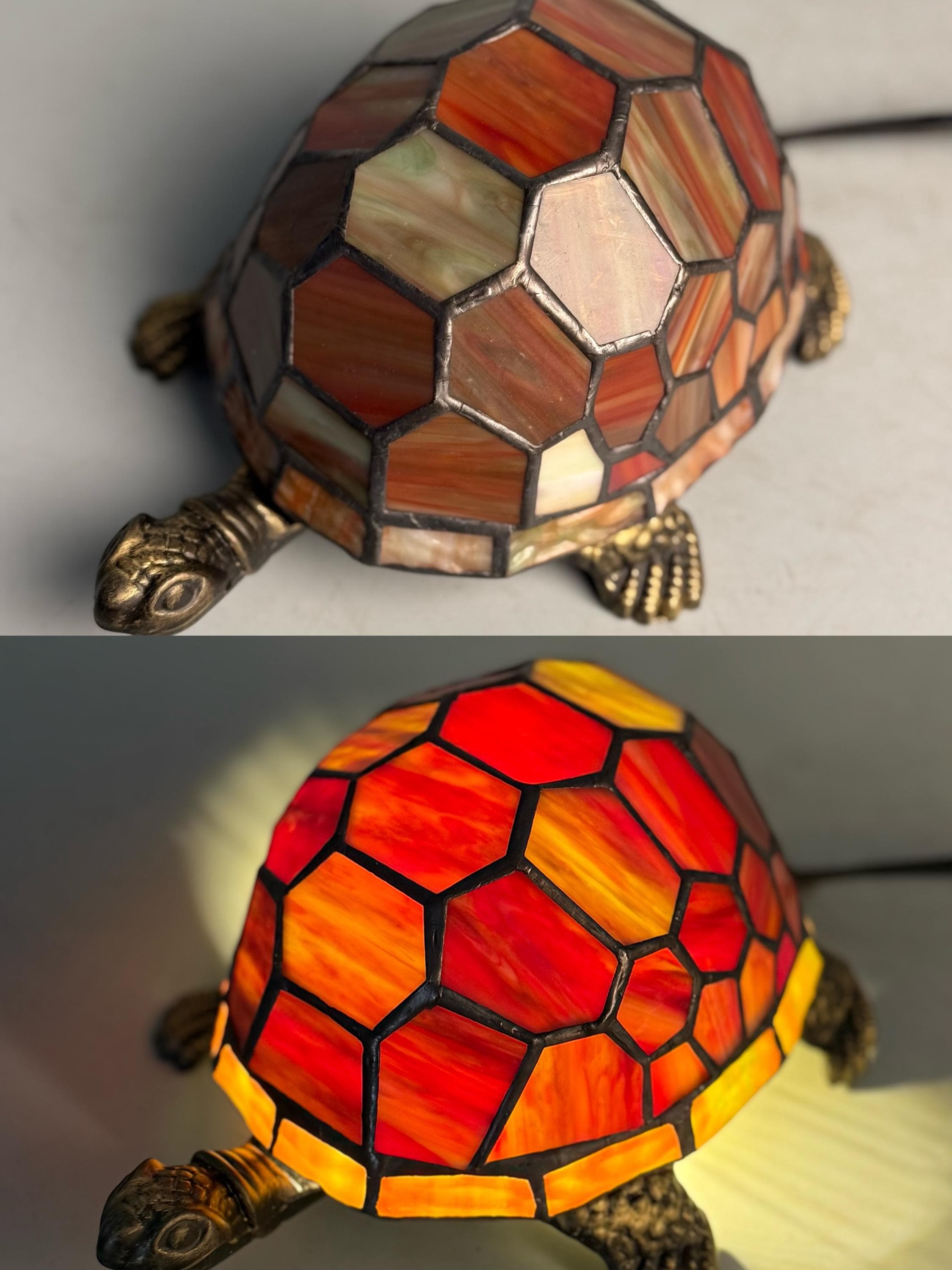 Turtle Tiffany Table Lamp Antique Stained Glass Decorative Night Light