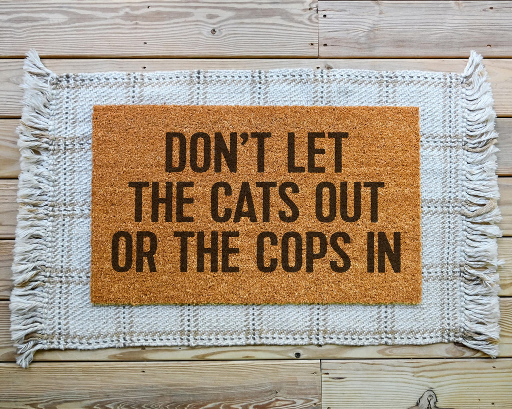 Don't Let the Dogs Out Doormat Funny Personalized Coir Welcome Mat