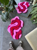 OrnnWorks Irregular Shaped Pink Abstract 3D Fluffy Handmade Tufted Rug