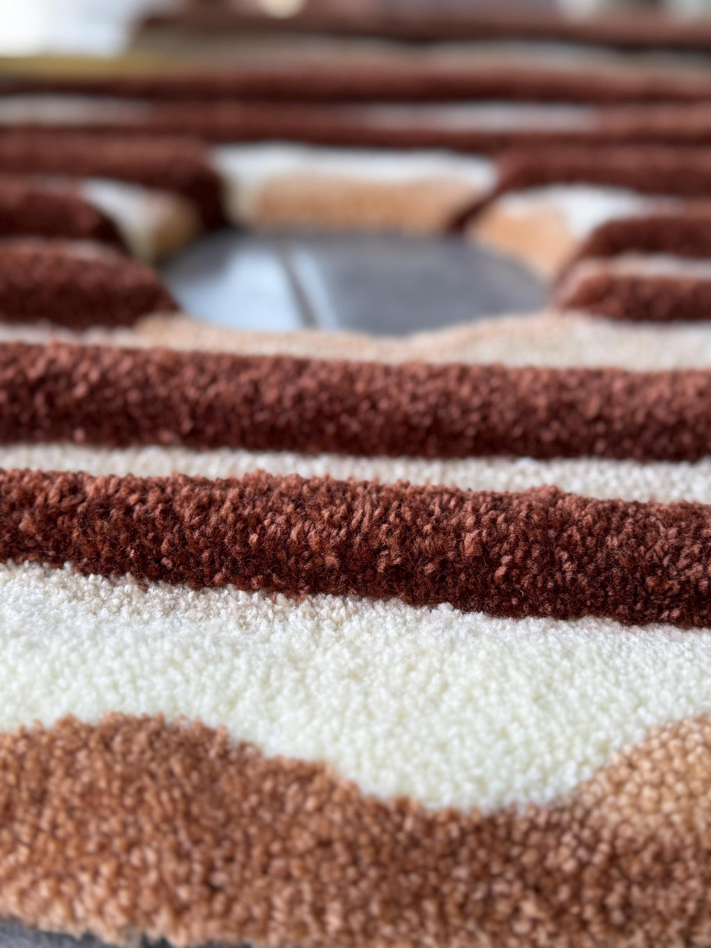 OrnnWorks 3D Fluffy Chocolate Donut Handmade Tufted Rug