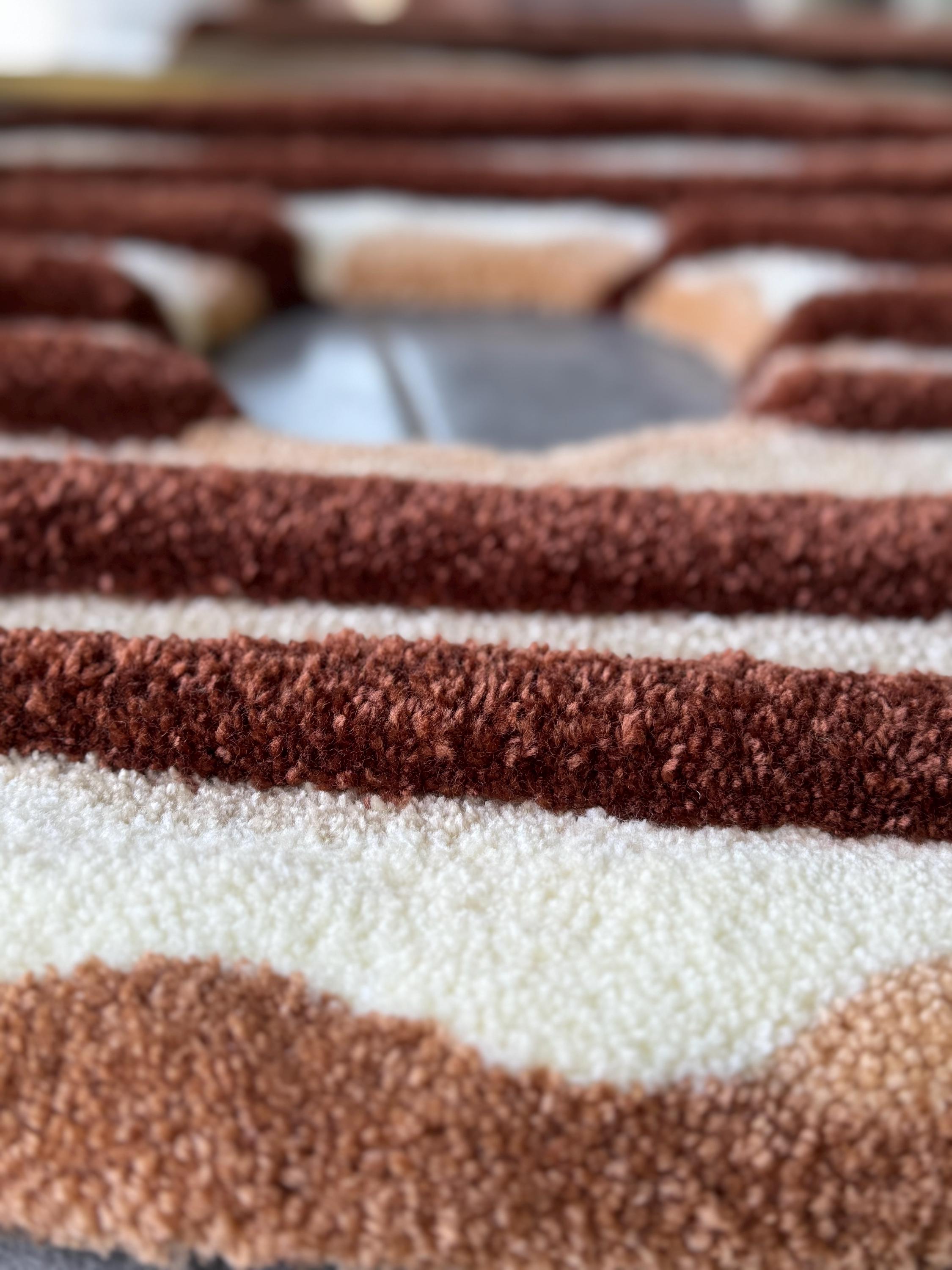 OrnnWorks 3D Fluffy Chocolate Donut Handmade Tufted Rug