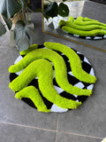 OrnnWorks 3D Vibrant Green & Checkered Fluffy Handmade Tufted Rug