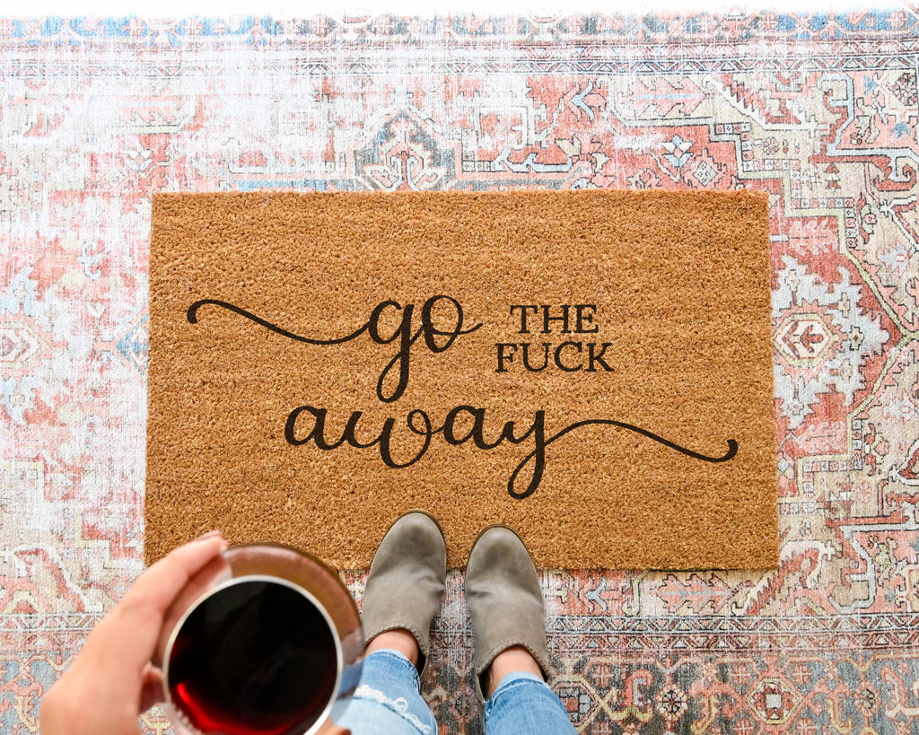 HamlinRowShop Funny Go Away Coir Doormat Anti-Slip