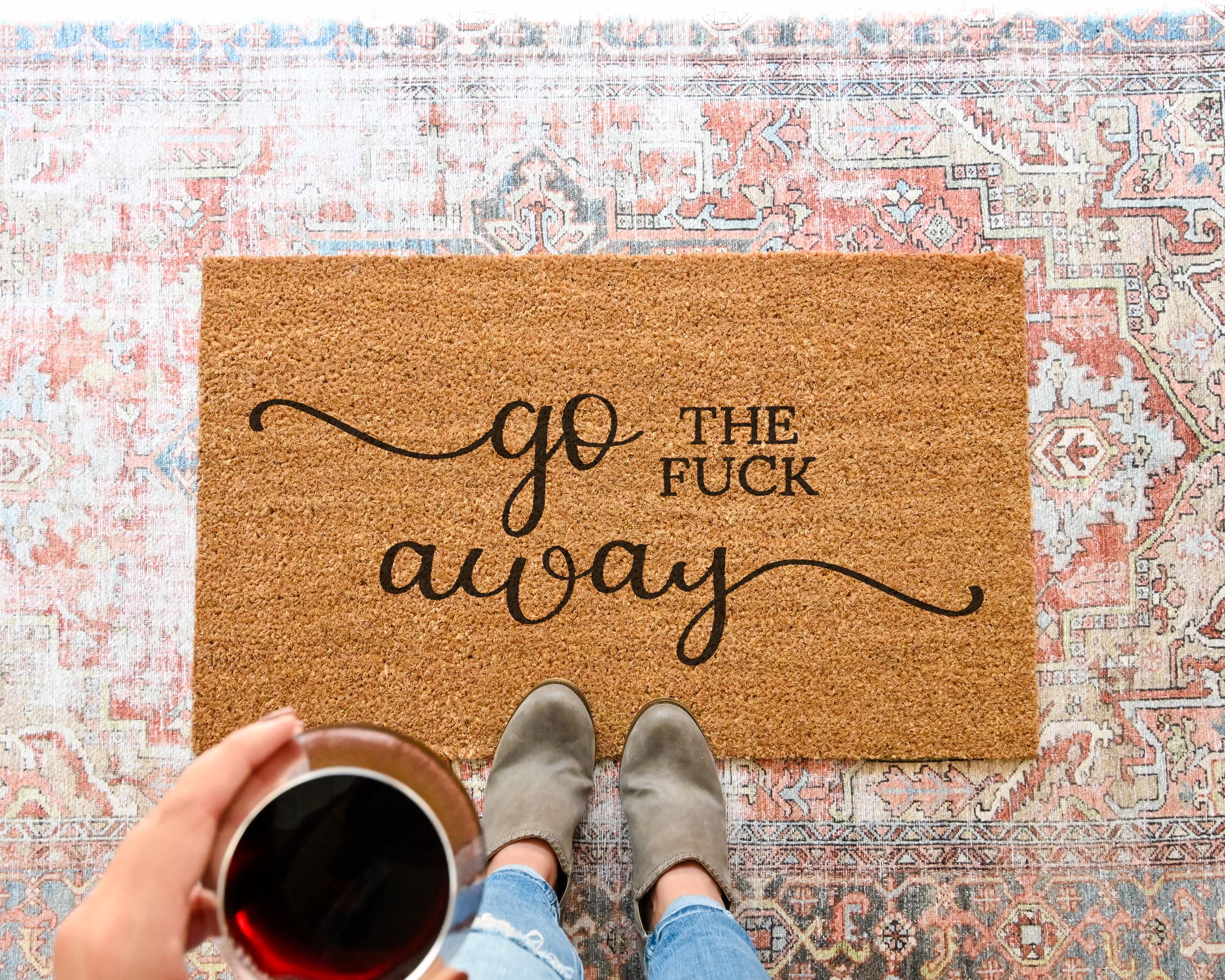 HamlinRowShop Funny Go Away Coir Doormat Anti-Slip