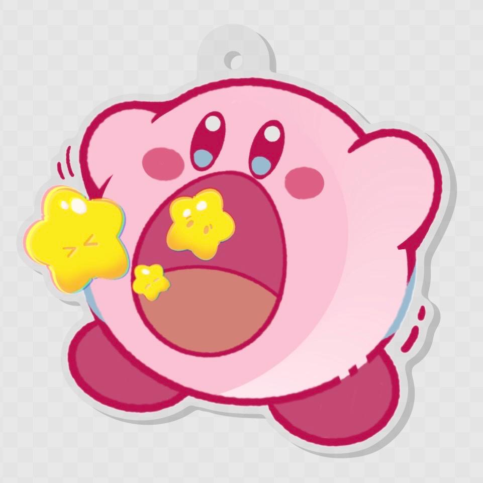 VanillaStarCafe Kirby and Stars Keychain Resin Charm 2 Inch