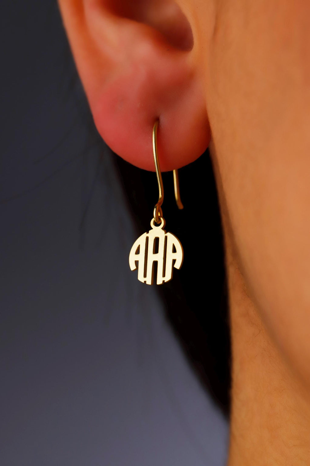 SilverGoldandRose 925 Sterling Silver Initial Dangle Earrings Personalized Monogram 0.6in