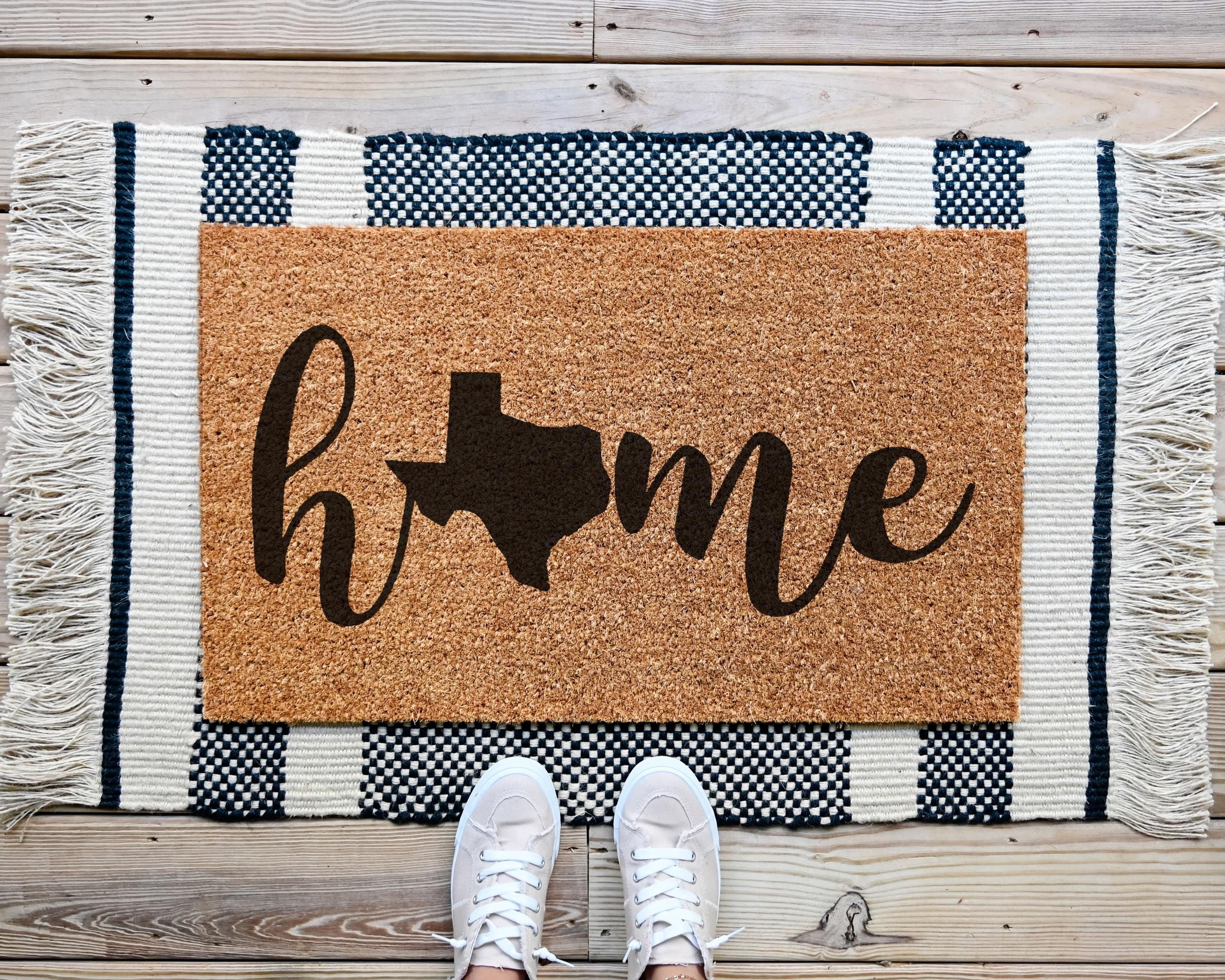 Custom Home State Coir Doormat with Personalized State Outline