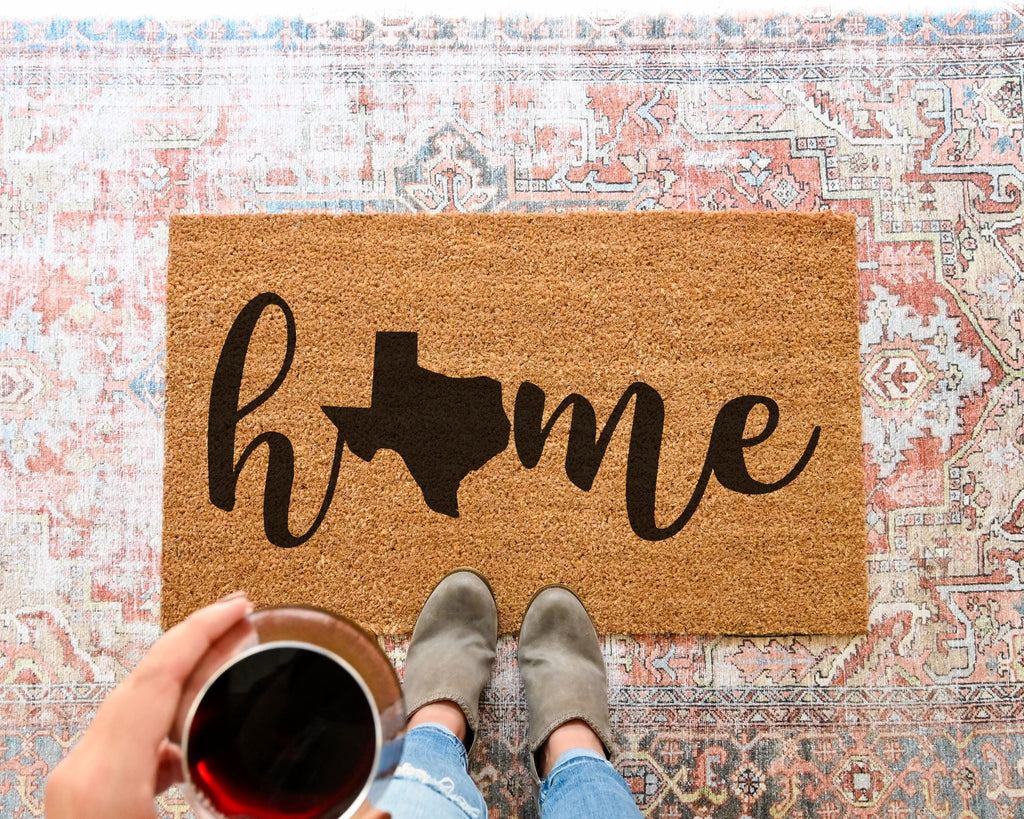 Custom Home State Coir Doormat with Personalized State Outline
