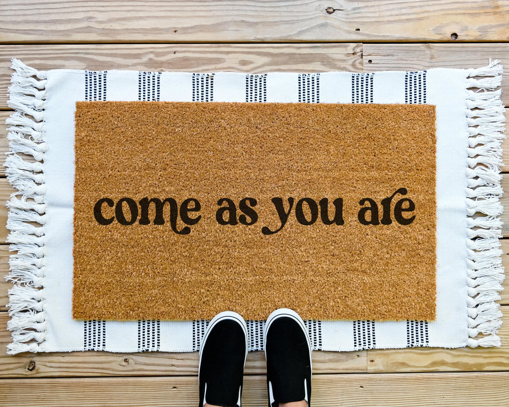Come As You Are Coir Doormat Cursive Design Natural Fiber