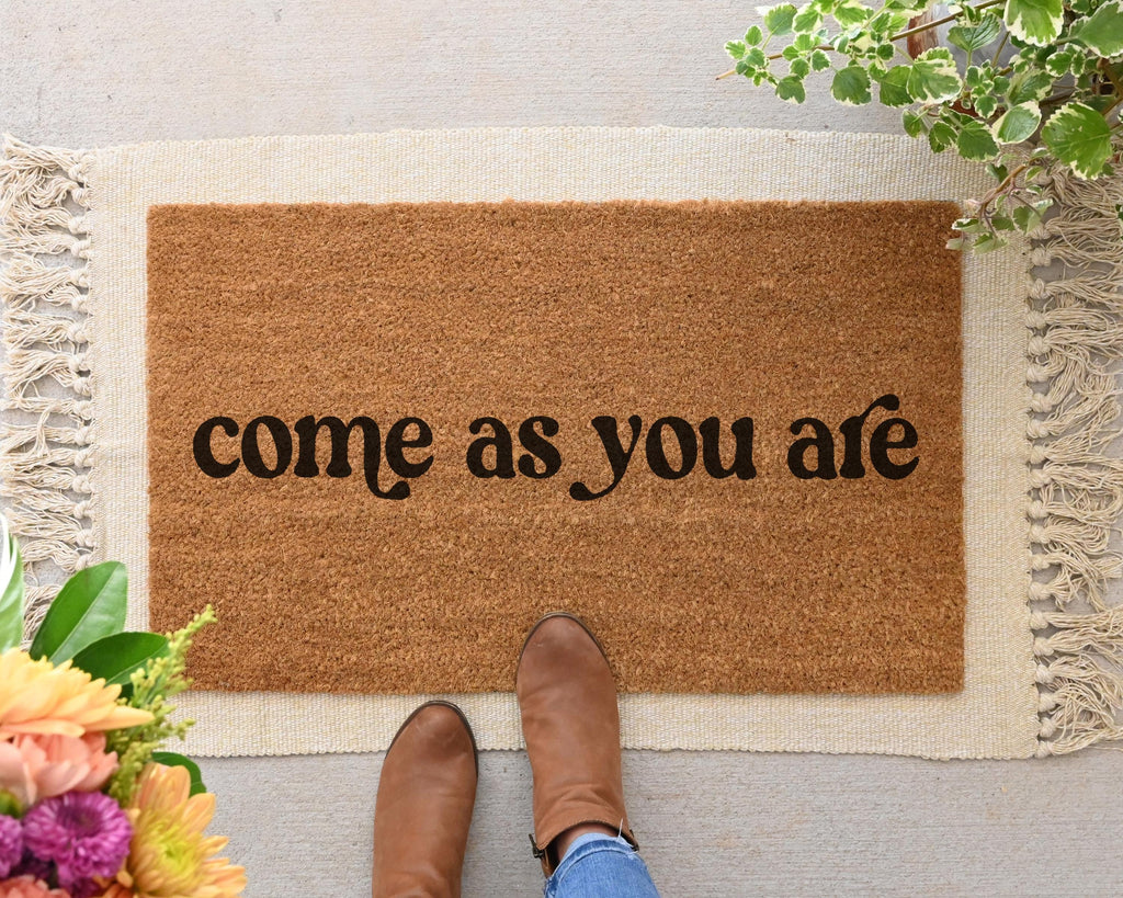 Come As You Are Coir Doormat Cursive Design Natural Fiber