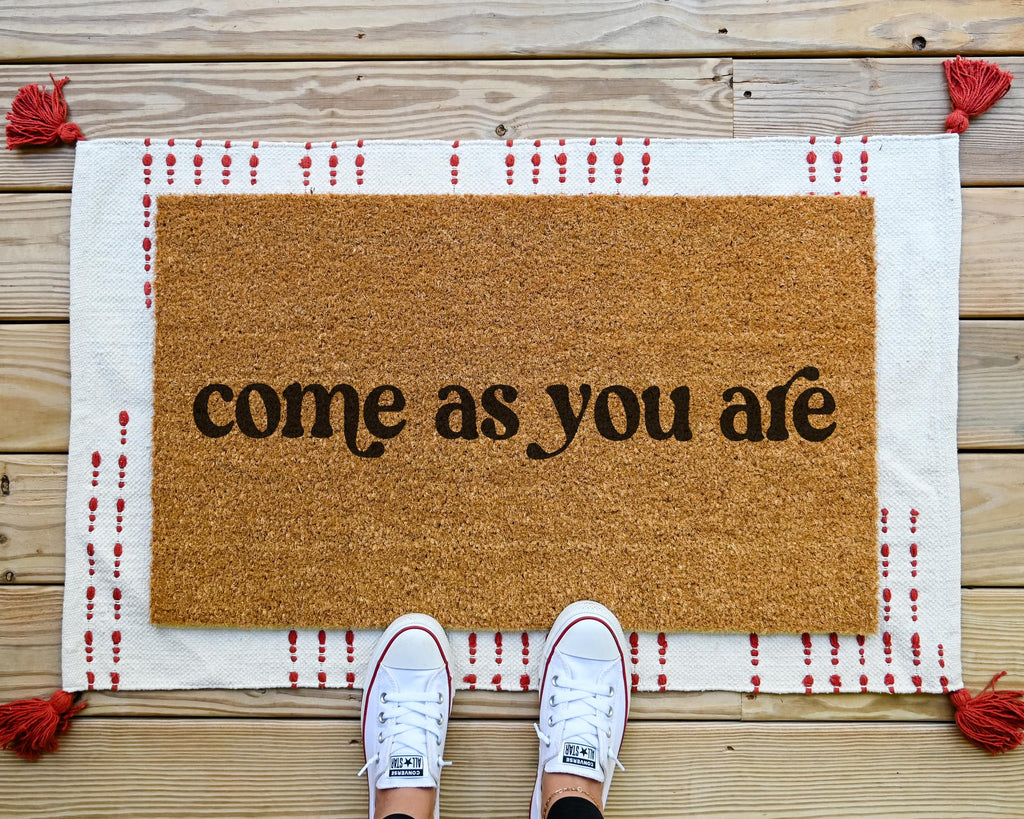 Come As You Are Coir Doormat Cursive Design Natural Fiber