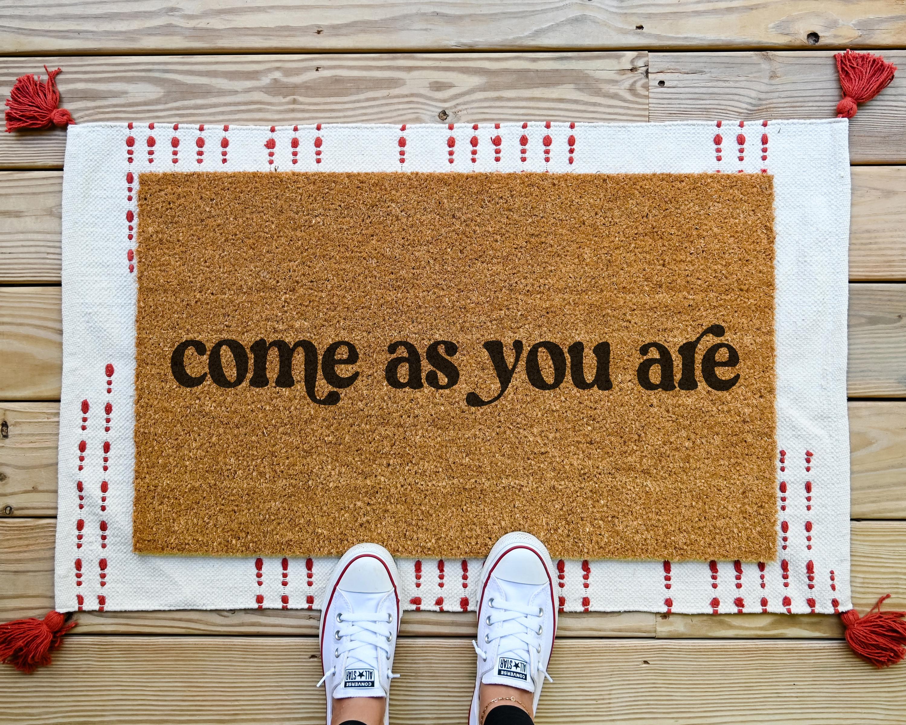 Come As You Are Coir Doormat Cursive Design Natural Fiber