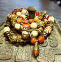 MossberryandStone Tibetan Beaded Brass Bracelet Stack Boho Gemstone