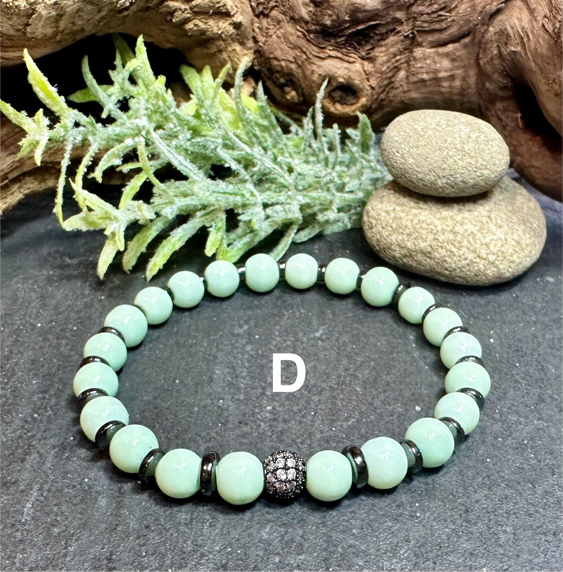 MossberryandStone Beaded Bracelet Stack With CZ Peace Sign Charm