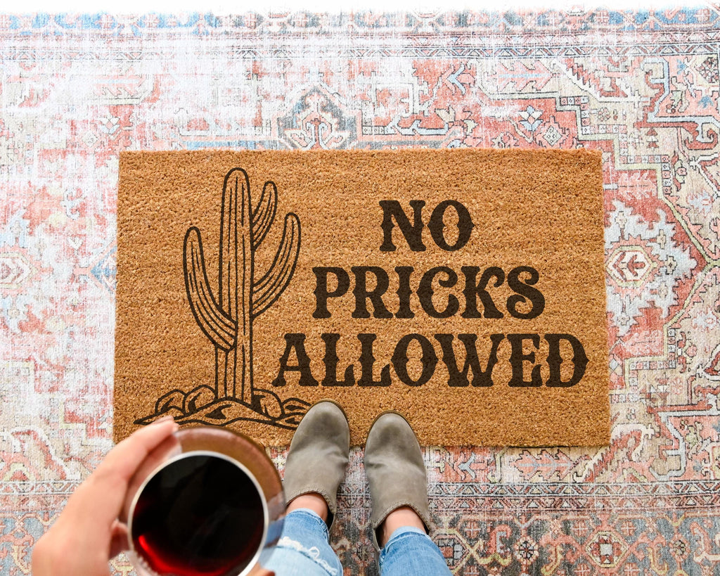HamlinRowShop No Pricks Allowed Coir Doormat Funny Welcome Mat