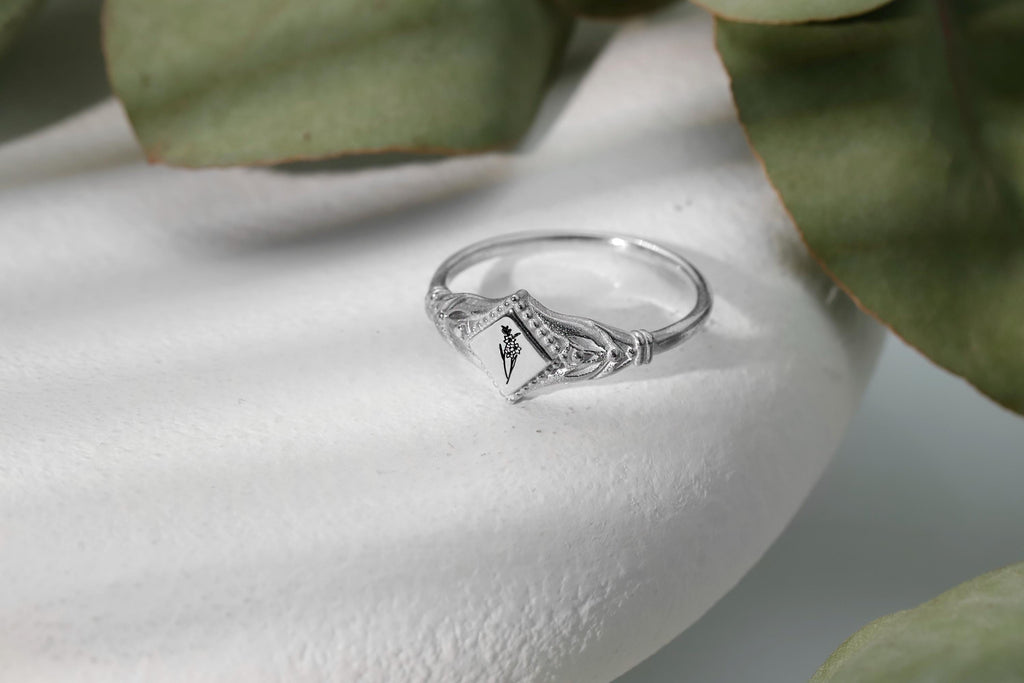 Sterling Silver Rhombus Initial Ring: Personalized Pinky Ring